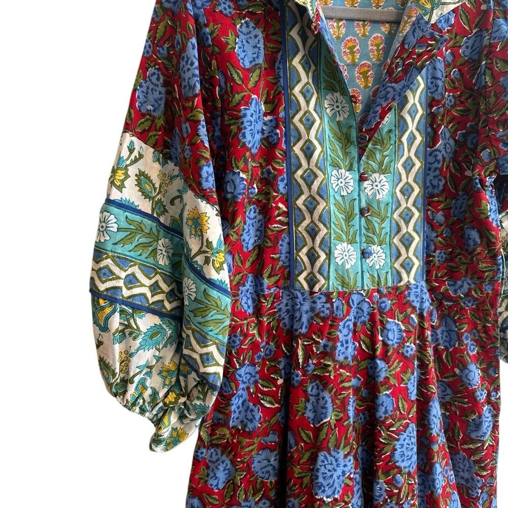Sue Sartor Floral Flounce Midi Dress size XS - Picture 5 of 11